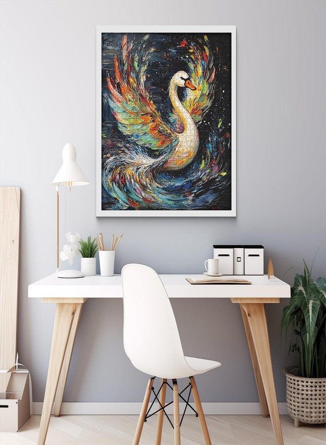 PPuzzling Swan Animal Puzzles for Adults 1000 Piece, Challenging Bird Lake Jigsaw Puzzles, Oil Painting Art Puzzle as Wall Decor - Image 5